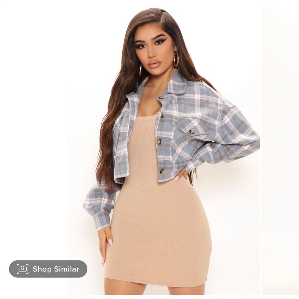 Fashion nova cropped plaids shacket